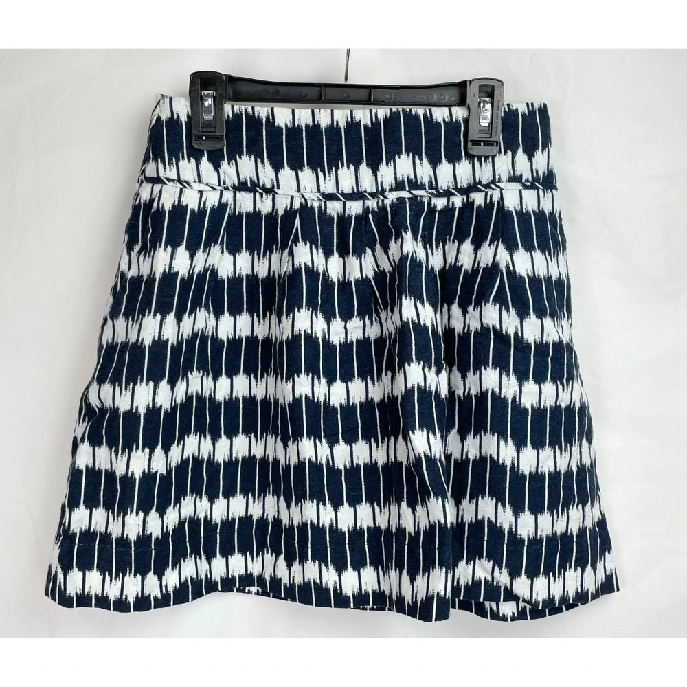 Ann Taylor LOFT Skirt‎ 6P Blue White Linen A-Line